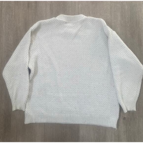 Vintage Croft and Barrow Fisherman Core Cream Chunky Knit Sweater Size Large - Picture 4 of 4